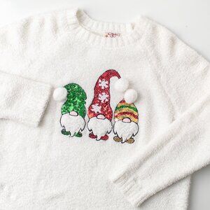 Merry Christmas By Poof Women’s 3XL White Soft Knome Sequin Sweater‎